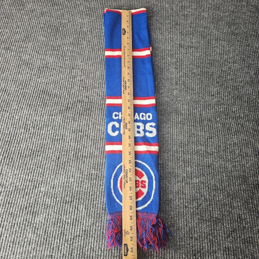 Chicago Cubs Scarf One Size Blue Red MLB Baseball Knit Winter Fringe Striped
